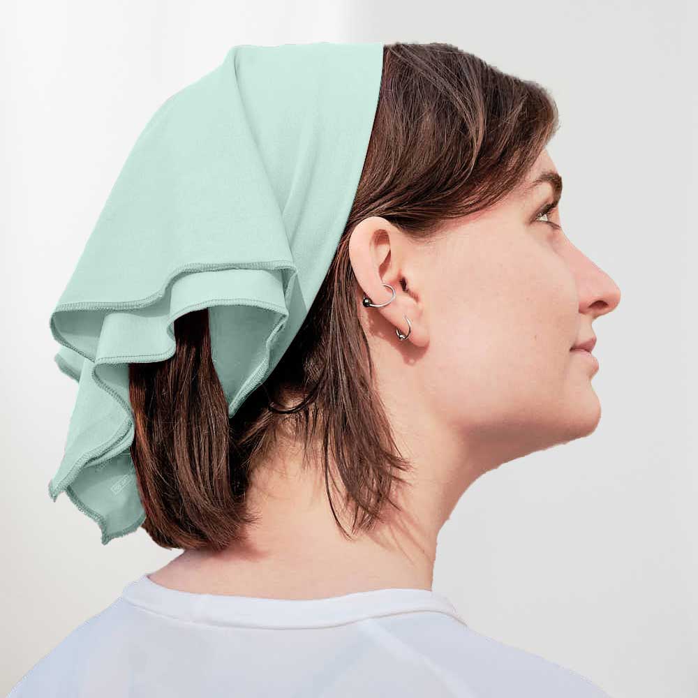 Woman wearing Eclipse Bandana - Aqua