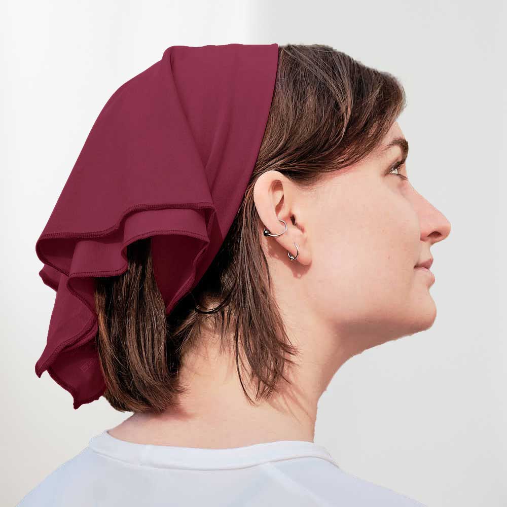 Woman wearing Eclipse Bandana - Plum