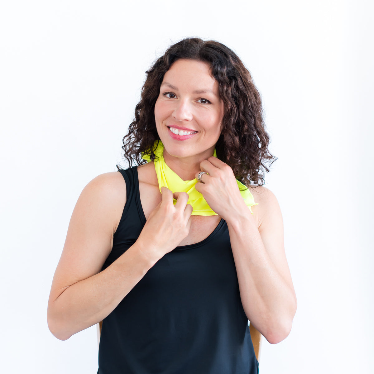 Woman wearing Eclipse Bandana - Neon