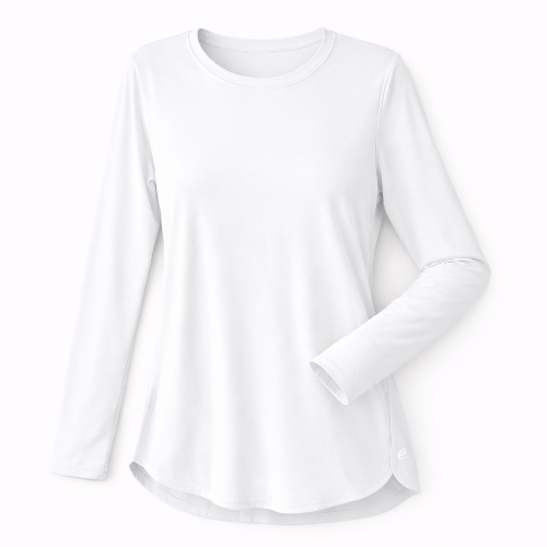 White long-sleeve tunic shirt by eclipse on a white background