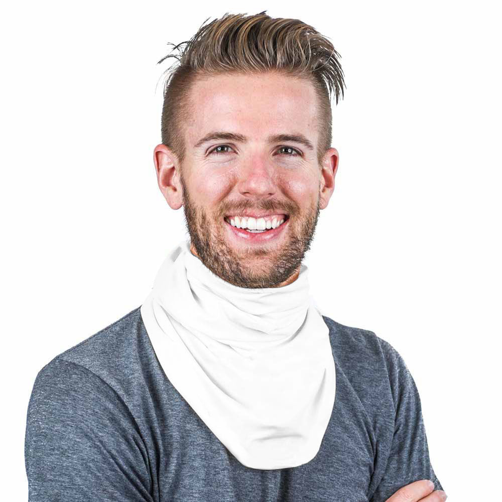 Man wearing Eclipse classic neck gaiter - White